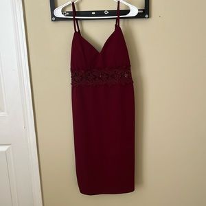 Maroon spaghetti strap dress with lace